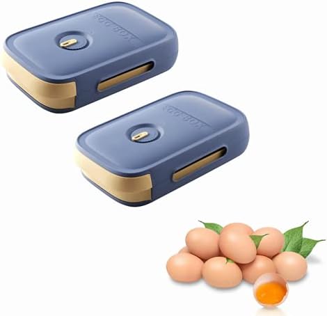 Eggs Storage Box,New Drawer Type Refrigerator Egg Storage Box, with Date Reminder, Egg Storage Container with Breathable Hole Design,Stackable Plastic Egg Tray for Kitchen Storage Tool (2 Blue)