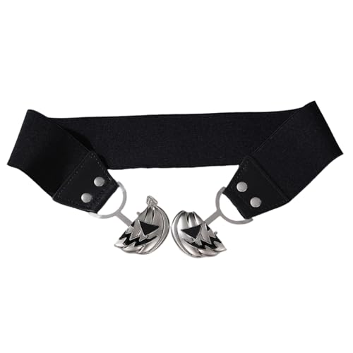 Halloween Wide Elastic Belt, Elastic Waist Cincher, Silver Split Buckle Fastening, Fashion Accessory for Dress Up, Cosplay,