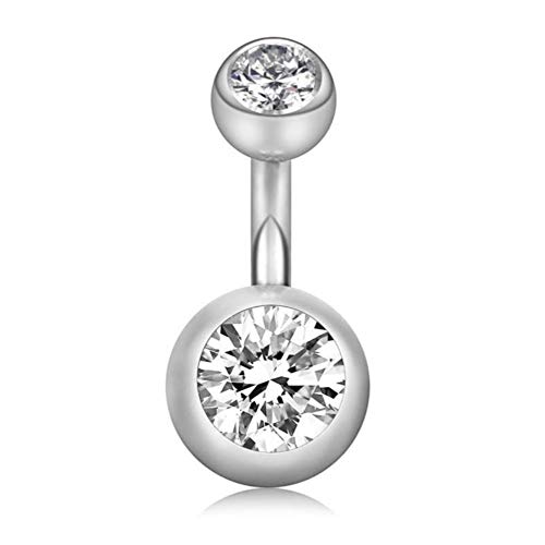 YHMM 14G 6mm Short Bar, 10mm Normal Bar Stainless Steel Belly Button Rings Round Cubic Zirconia Navel Barbell Stud Body Piercing3