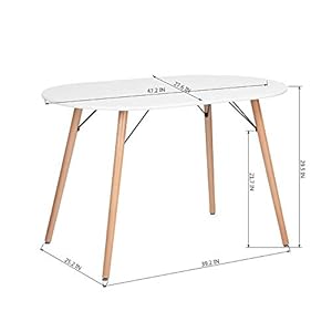 COZYCASA Dining Table Oval 47.2" Mid Century Modern White Kitchen Dinner Table White Simple Table for Home Office Kitchen Living Room Bistro Cafe, Computer Writing Desk, White (Oval) COZYCASA Dining Table Oval 472 Mid Century Modern White Kitchen Dinner Table White Simple Table for Home Office Kitchen Living Room Bistro Cafe Computer Writing Desk White Oval