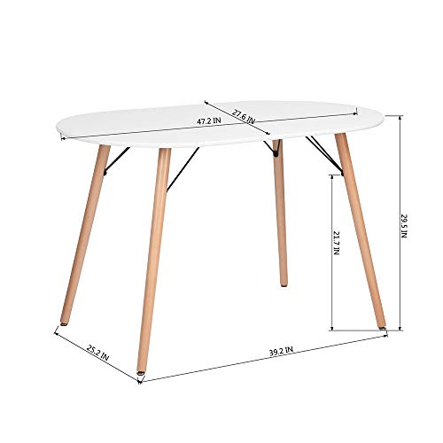 COZYCASA-Dining-Table-Oval-472-Mid-Century-Modern-White-Kitchen-Dinner-Table-White-Simple-Table-for-Home-Office-Kitchen-Living-Room-Bistro-Cafe-Computer-Writing-Desk-White-Oval COZYCASA Dining Table Oval 472 Mid Century Modern White Kitchen Dinner Table White Simple Table for Home Office Kitchen Living Room Bistro Cafe Computer Writing Desk White Oval