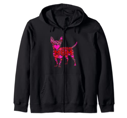 Pink Red Heart Love Mom - Chihuahua dog Mama Mother's Day Zip Hoodie
