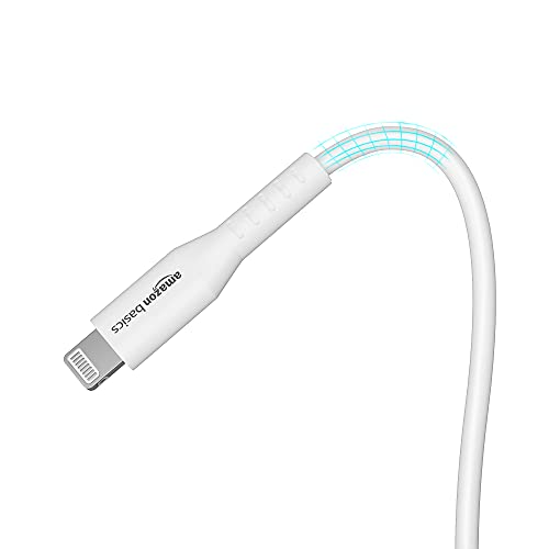 Image of amazon basics USB A to Lightning MFi Certified Charging Cable | Compatible with iPhone 13,12,11; 13,12,11 Pro; 13,12 11 Pro Max; 13,12 Mini (White,1.2M)
