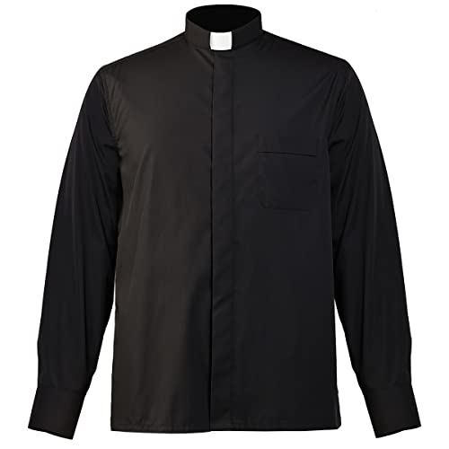 BLESSUME Church Clergy Men's Tab Collar Clergy Shirt Long/Short Sleeves