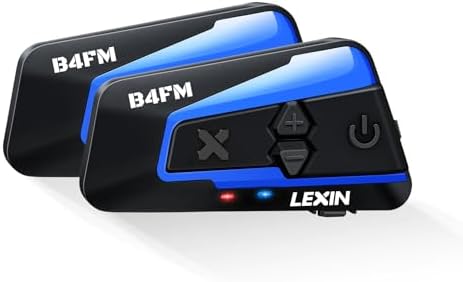 LEXIN B4FM Motorrad Bluetooth Headset, Helm Intercom, Kommunikationssystem für bis zu 10 Motorräder mit 2000m Reichweite, Motorradhelm Gegensprechanlage mit Musikteilen Funktion, D