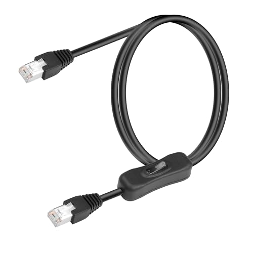 SinLoon Cat6 Ethernet Kabel mit Ein/Aus Schalter 304, Internet Netzwerkkabel RJ45 Stecker auf Stecker, High Speed Kabel Kompatibel mit PC, Laptop, Router, Switch