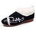 XLH Kran Bestickte Tuchschuhe, Dicke Plüsch Winterschuhe Chinesischer Klassischer Tang Und Han-Kleidung Mit Gestickten, Frauen Baumwollschuhen,EU41 Black
