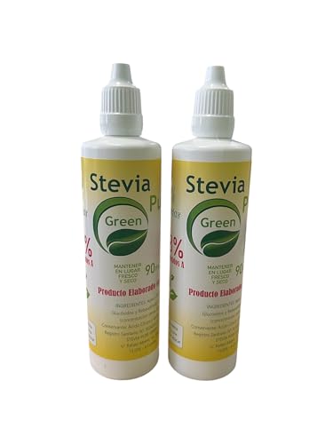 Stevia Gallega Pure Green – Stevia Líquida de Galicia, Alta Pureza, 100% Natural, Edulcorante Vegano, Sin Calorias, Sin OGM, Producto Nacional. (Pack de 2 Unidades   180 ml)