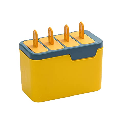 NUACOS Moule à crème glacée, moules à Popsicle en Silicone, 4 moules à Popsicle individuels, moules à Popsicle réutilisables, matériau de qualité Alimentaire. Jaune Cover
