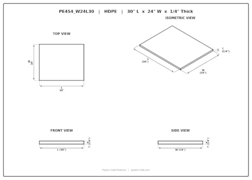 Tabla de Cortar Plástica 30 in x 24 in Blanca miniatura 2