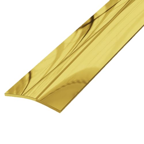 EVISO Solid Brass Transition Profile Type I | Self Adhesive Flashing for Wood, Ceramic and Vinyl Floors | Decorative Strip and Gasket Protector, Elegant Gloss Finish