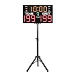 LUCKY TIME Electronic Basketball Scoreboard with Buzzer, Digital Scoreboard with Remote,Portable Score Keeper Battery Powered Score Board for Sports Games(11digits ProMax-S-Tripod-Battery)