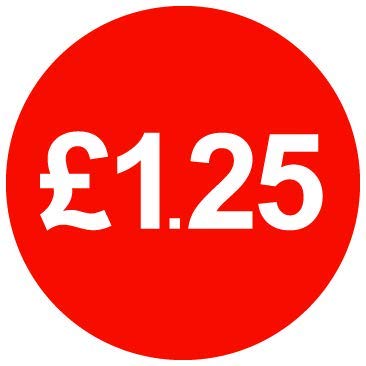 £ Red Price Stickers - 30mm - £1.25, 1000 — image 1