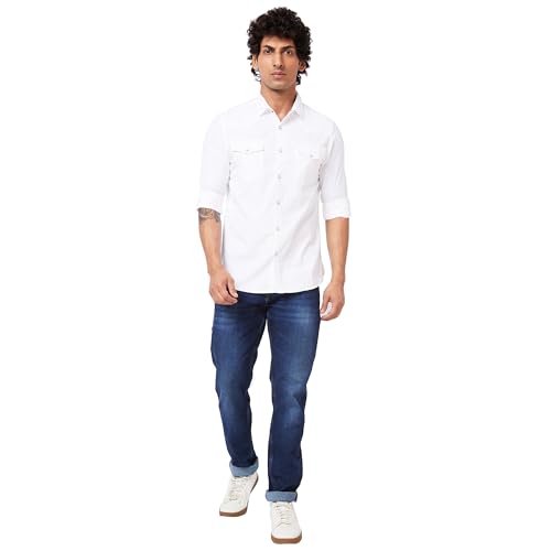 Image of Spykar Men's Slim Fit N /A Full Sleeve Solid Casual Shirts