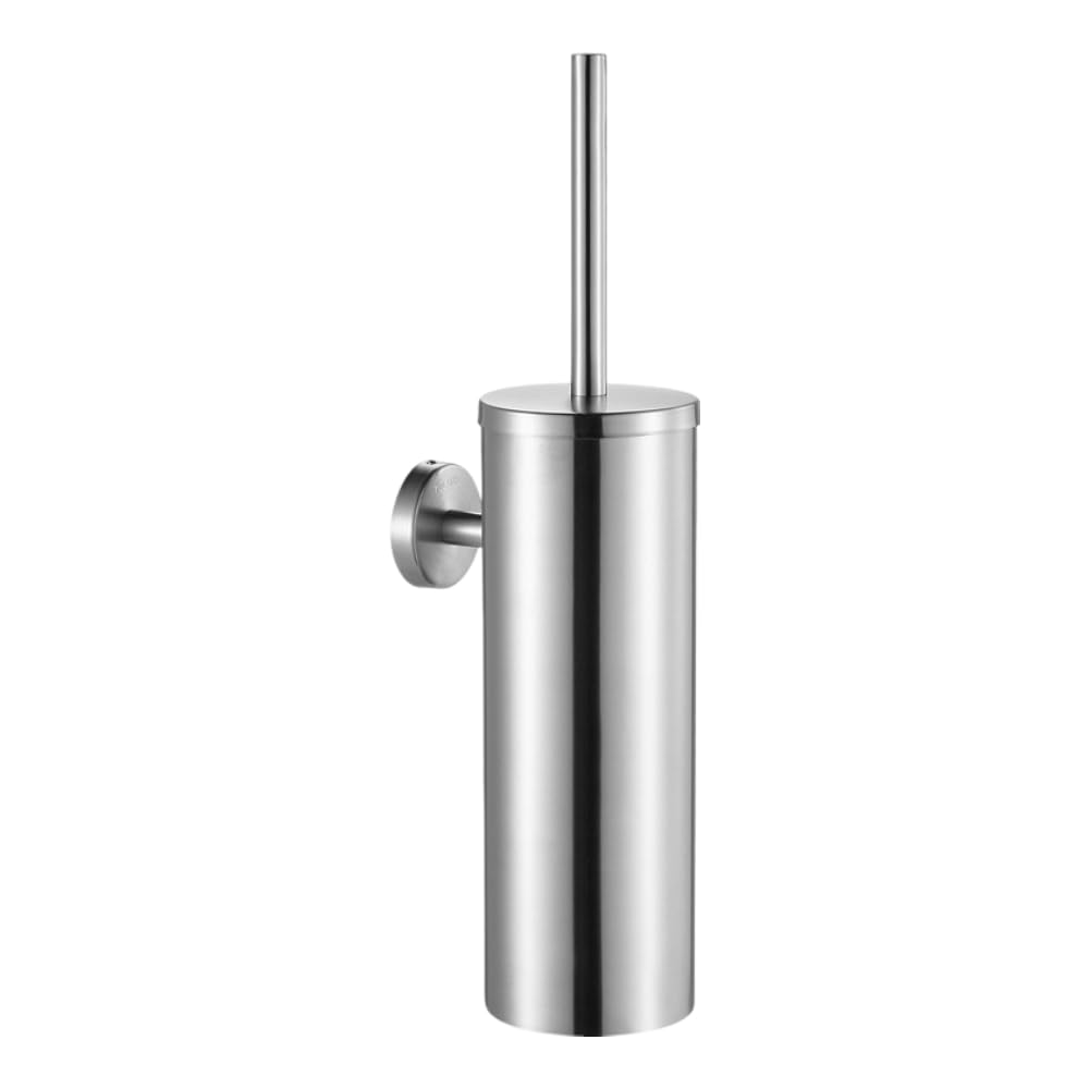 NIKCORP - Hanging Toilet Brush, Wall Mounted Toilet Brush without Drilling - for Hotels, Apartments, Villas and Public Areas - Bathroom Accessories – Silver Brushed Steel