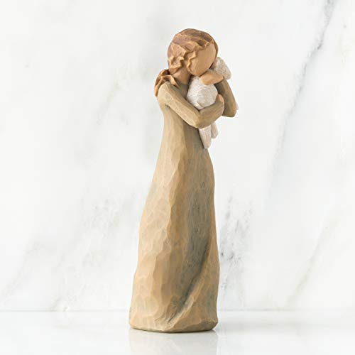 Willow Tree Peace on Earth, an Embrace of Peace, Figure Holds Lamb as Expression of Peaceful Blessings for Christmas Nativity, Daily Inspiration for Peace and Hope, Sculpted Hand-Painted Figure