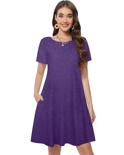 Image of Summer Dresses for Women Casual Tshirt Short Sleeve Floral Sundress Beach Cover Ups with Pockets 2026