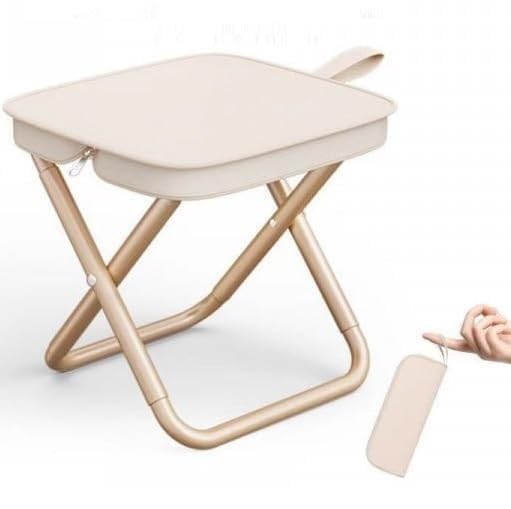 Portable Folding Stool with Storage Box Lightweight Travel Chair, Compact Camping Stool for Adults Durable Aluminum Frame Collapsible Seat for Outdoor Fishing Hiking Picnic and Beach (Khaki)-image-36