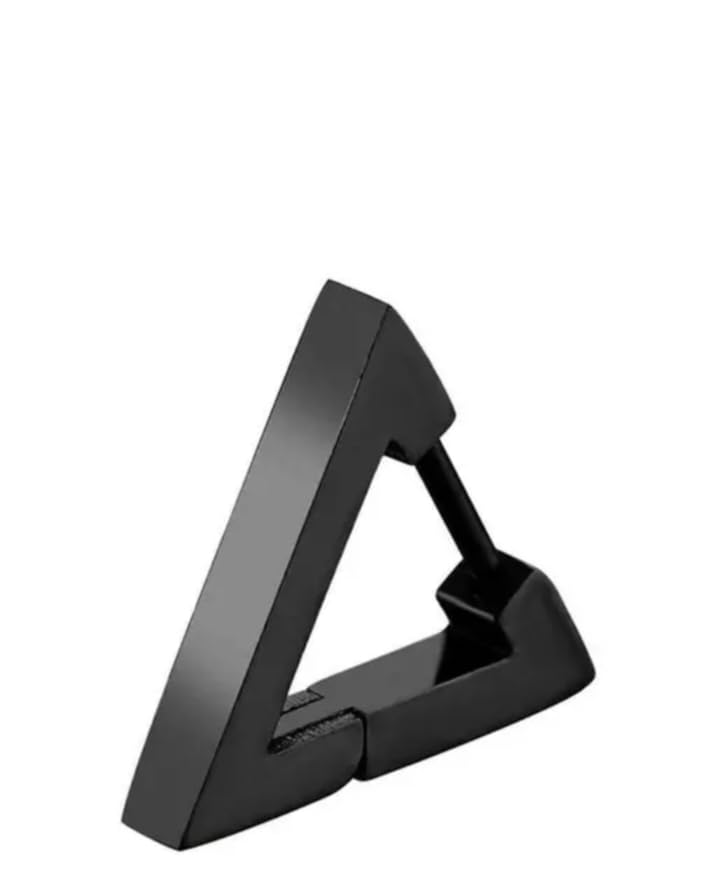Triangle Punk Rock Stainless Steel Men’s Hoop Huggie Earring, Geometric Triangle Ear Stud for Men & Boys, Gothic Rock Style Single Piece Earring for Party, Casual & Daily Fashion-image-29