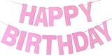 Pink Happy Birthday Banner, Prestrung Happy Birthday Sign Garland, Pink Birthday Party Decorations f