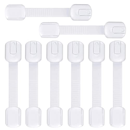 Kindersicherung, Schrankschlösser, Baby-Gärung, Schrankschlösser für Kinder, Babysicherung, verstellbare Gurte, starke Klebeverschlüsse für Schränke, Schublade, Schrank, Kühlschrank - 8 Stück Cover