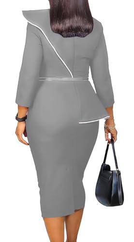 Image of Wear to Work Dress for Women Business Casual Bodycon Midi Dress Elegance Church Outfits