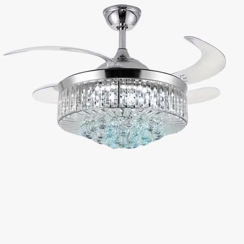 Invisible Ceiling Fan Light, Modern Crystal Ceiling Fan Light, Bedroom, Living Room, Dining Room Decoration