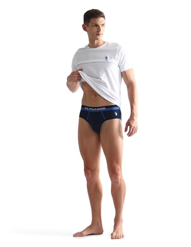 Image of U.S. Polo ASSN. Mens OET07 Dual Tone Cotton Stretch Underwear Briefs - Pack of 3