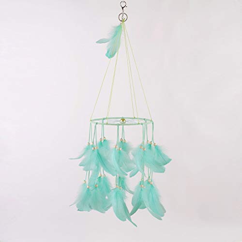 Creative Dream catcher dream catcher hanging home decoration pendant Large Circle Diameter 20cm, Total 100cm long Bedroom home (Color : Mint Green)