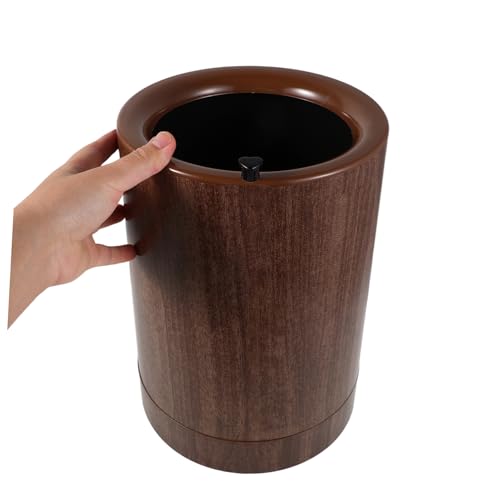 Caneca de basura con ruedas 9L madera color café miniatura 4