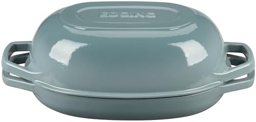 Enameled Cast Iron Oval Dutch Oven Pot with Lid, Dutch Oven for Sourdough Bread Baking, Bread Oven, Bread Dutch Oven, Oval Bread Pan, 5qt, Seasalt - Thumbnail 5