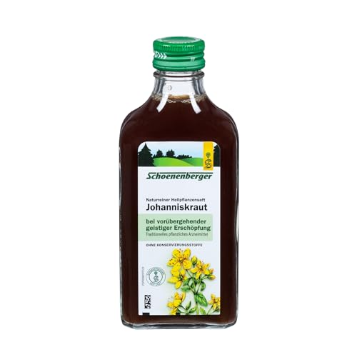 Schoenenberger - Johanniskraut naturreiner Heilpflanzensaft - 1x 200 ml Glasflasche - natürliches Mittel zur Beruhigung und Stressreduktion - freiverkäufliches Arzneimittel