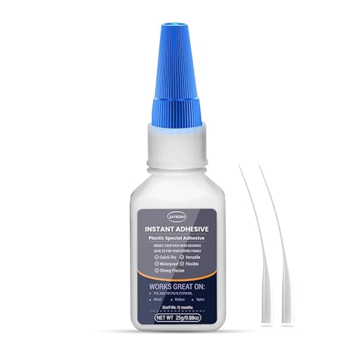 Super Plastic Glue - 25g Strong Instant Glue for Plastic, Waterproof Heat Resistant All Purpose Liquid Adhesive with Precise Nozzle, Model, PVC, Vinyl, ABS, PBT, PA, PC, PM, Nylon
