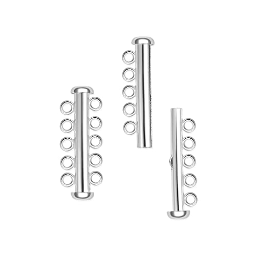 1pc 925 plata esterlina 5 hebras Multi-Strand Slide Lock Clip Tubo Conector Set para Joyería Artesanía Fabricación SS92-5 Cover