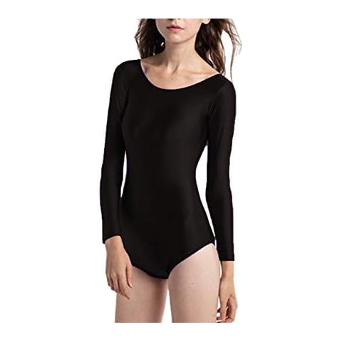 Women's Classic Ballet Dance Leotard Long Sleeve Round Neck / Tutu Leotard Dress Women's Size Chart Before Buy - Black - XL Cover
