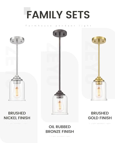 Image of zeyu 2-Pack 1-Light Glass Pendant Light with Clear Glass, ZSL104MIL-2 BG