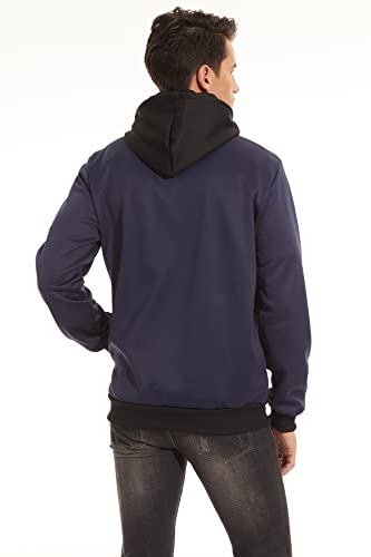 Image of YuKaiChen Men's Hooded Jacket Slim Fit Double Zipper Turtleneck Fleece Hoodie Outerwear