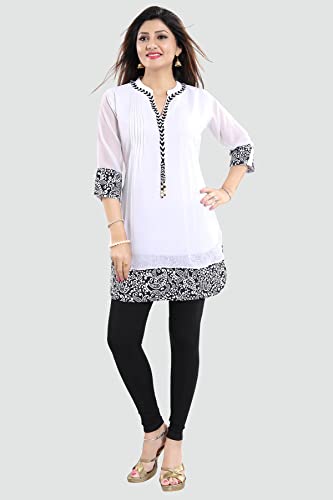 Image of Keshubaba Women's Short Tunics with Neckline Embroidery |Kurti Tops | Short Kurti | Short Kurti for Women | Short Kurti for Girls