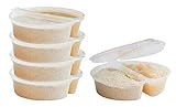 Two-Compartment Condiment Containers w/ Attached Lid (50-Pack, 3.5 oz.) Bento | Portion Cups | Stackable, Reusable Snack Boxes | Individual Use for Work, School, Home, Travel