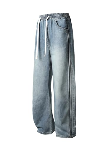 Summer Jeans for Men Korean Style Straight Denim Pants Wide Leg Jeans Trousers2
