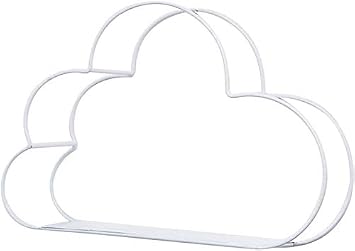 Metal Wall Hanging Storage Shelf Cloud-Shaped Wall Mount Hanging Organizer Suit for Bookshelf/Bathroom Storage Home Supplies - White