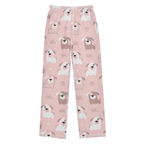 CaTaKu Boys Cute Dogs Scandinavian Pants for Boys Girls Wide Leg Sweatpants Kids Long Bottoms with Pockets Size 6-14Y