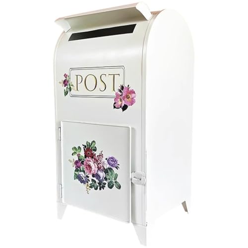 Standing Wrought Iron Mailbox, Outdoor Floral Letter Box, Modern Decorative Piece For Home, Office & Storefront