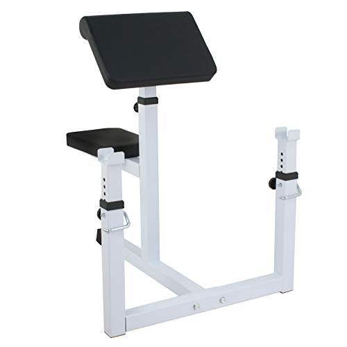ZenStyle Adjustable Preacher Curl Bench Fitness Weight Bench Seated Isolated Barbell Dumbbell Biceps Training Station Arm Curl Bench for Home Gym