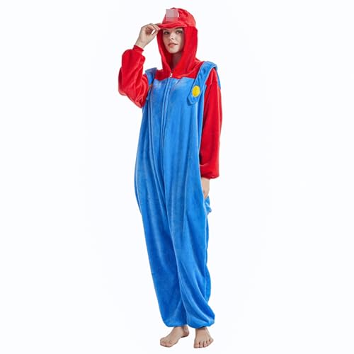 Ficlwigkis Disfraz de Mario Luigi para mujer, hombre, adulto, carnaval, Halloween, disfraz de Mario,...