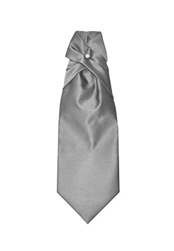 Remo Sartori - Cravattone Plastron Cravatta Sposo Cerimonia in Seta Tinta Unita, Made in Italy, Uomo (Grigio)