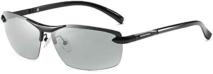MINCL/Polarized Photochromic Lens Semi Frame Photosensitive Sunglasses for Men