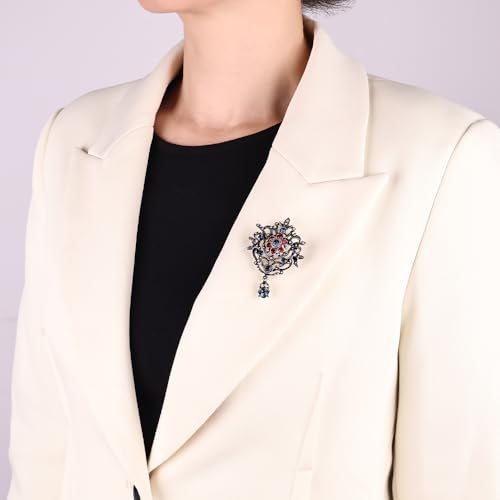 Image of Dainty Brooch Pin for Women, Rhinestone Scarf Shawl Costume Brooches and Pins Flower Boutonniere Hat Bag Suit Dress Accessories Pearl Brooches Lapel Pins