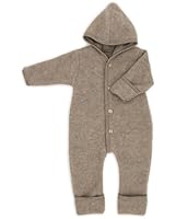 Engel Overall mit Kapuze, 100% Schurwolle Fleece, Natur, Gr. 50/56-86/92, 4 Farben (62/68, Walnuss Melange)