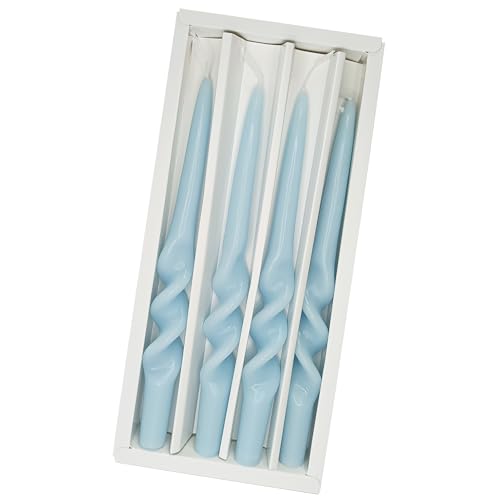 Blue Spiral Taper Candle Unscented Long Candle Twisted Candlesticks for Wedding Party Dinner Home Decoration